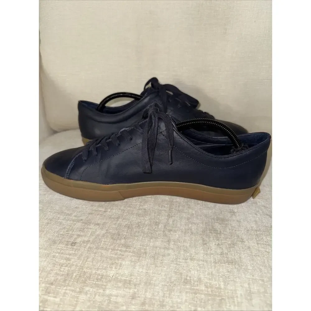 Vince Low Top Leather Sneaker Shoes Lace-Up Men's Black Size US10.5M EU44.5